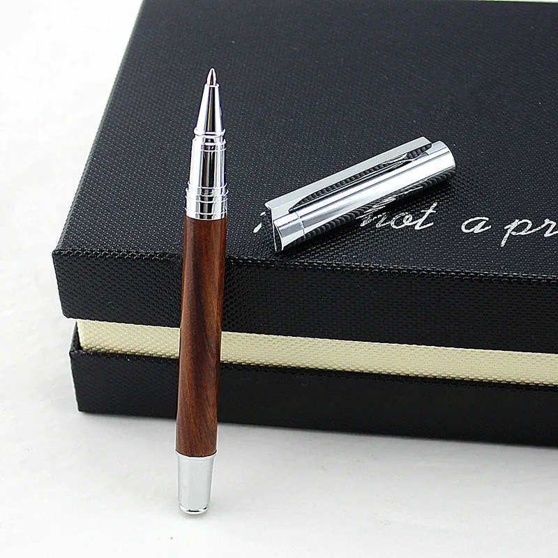 

Luxury wood Rollerball Pen 0.5mm Ink Refill Metal Ballpoint Pen Business Student Stationery School Office Supplies Writing Tool
