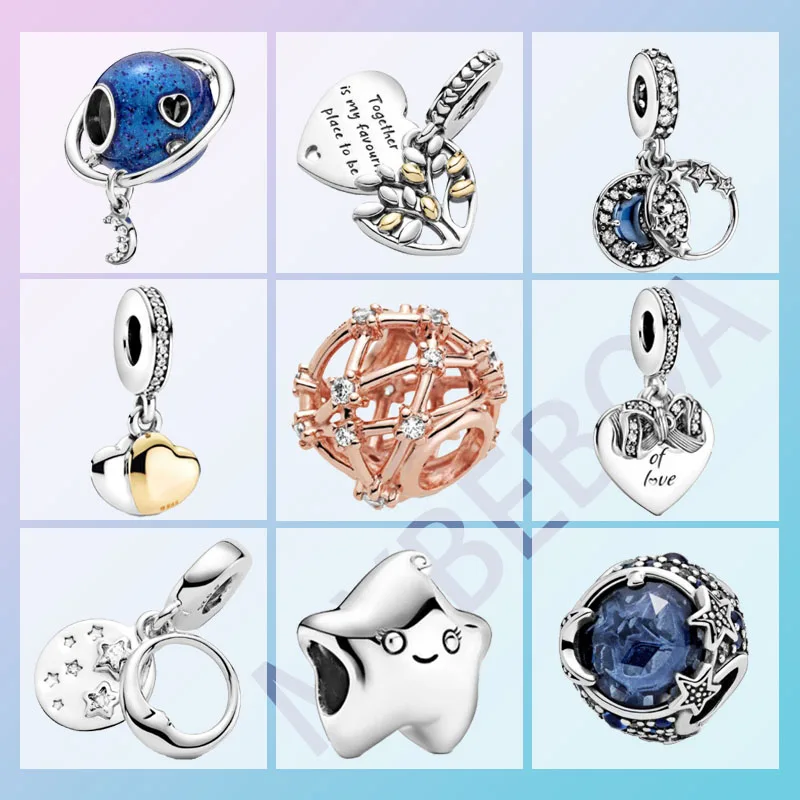 

2020 Winter New 925 Sterling Silver Beads Stars and snowflakes Charm fit Original Pandora Bracelet Christmas Jewelry
