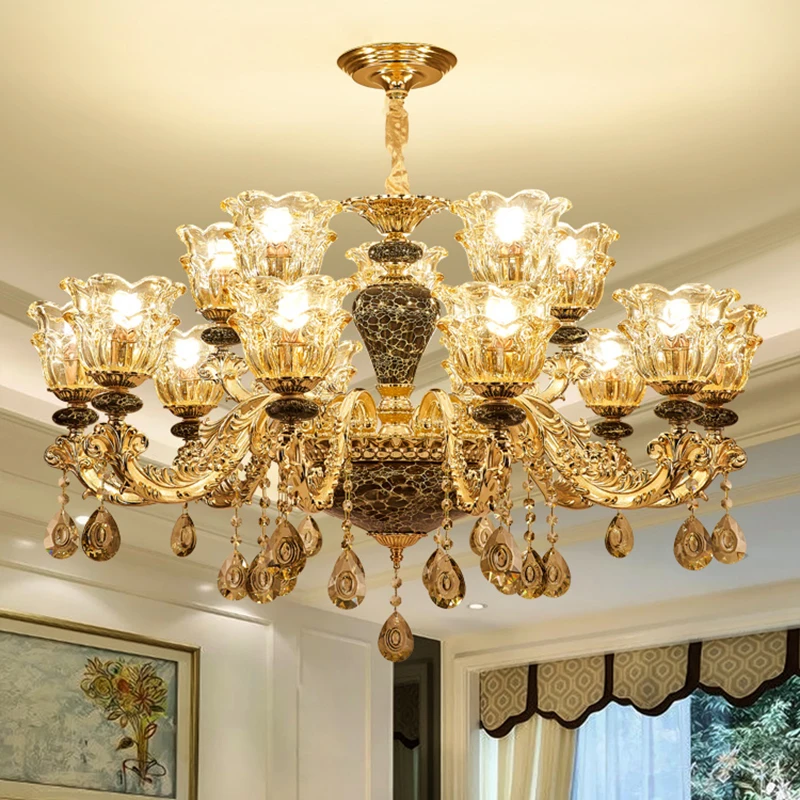 European Living Room Chandeliers Atmosphere Home Ceramic Hanging Lamps Hall Restaurant Simple Lights Hotel Crystal | Освещение