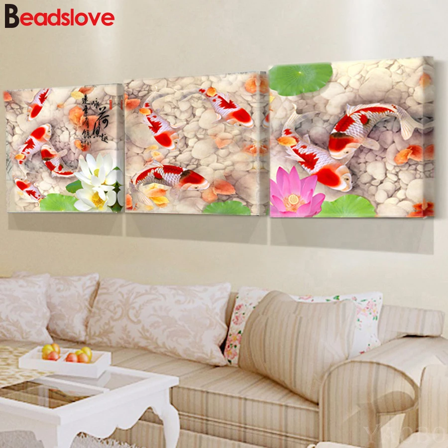 Пейзаж Koi fish Lotus pond алмазная картина алмазной мозаики вышивка крестиком наклейки