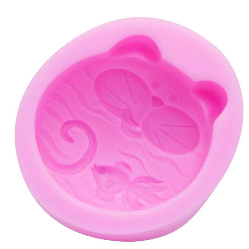 Hot Sale Diy Sugar Craft Cake Goldfish Cartoon Cat Silicone Mold Fondant Chocolate Handmade Soap Mould Decorating Tool | Дом и сад