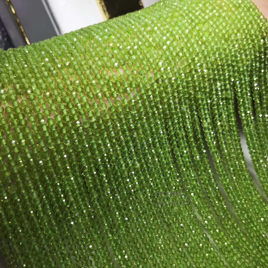 Натуральный оливин 3x4 мм граненые бусины с круглой огранкой для изготовления