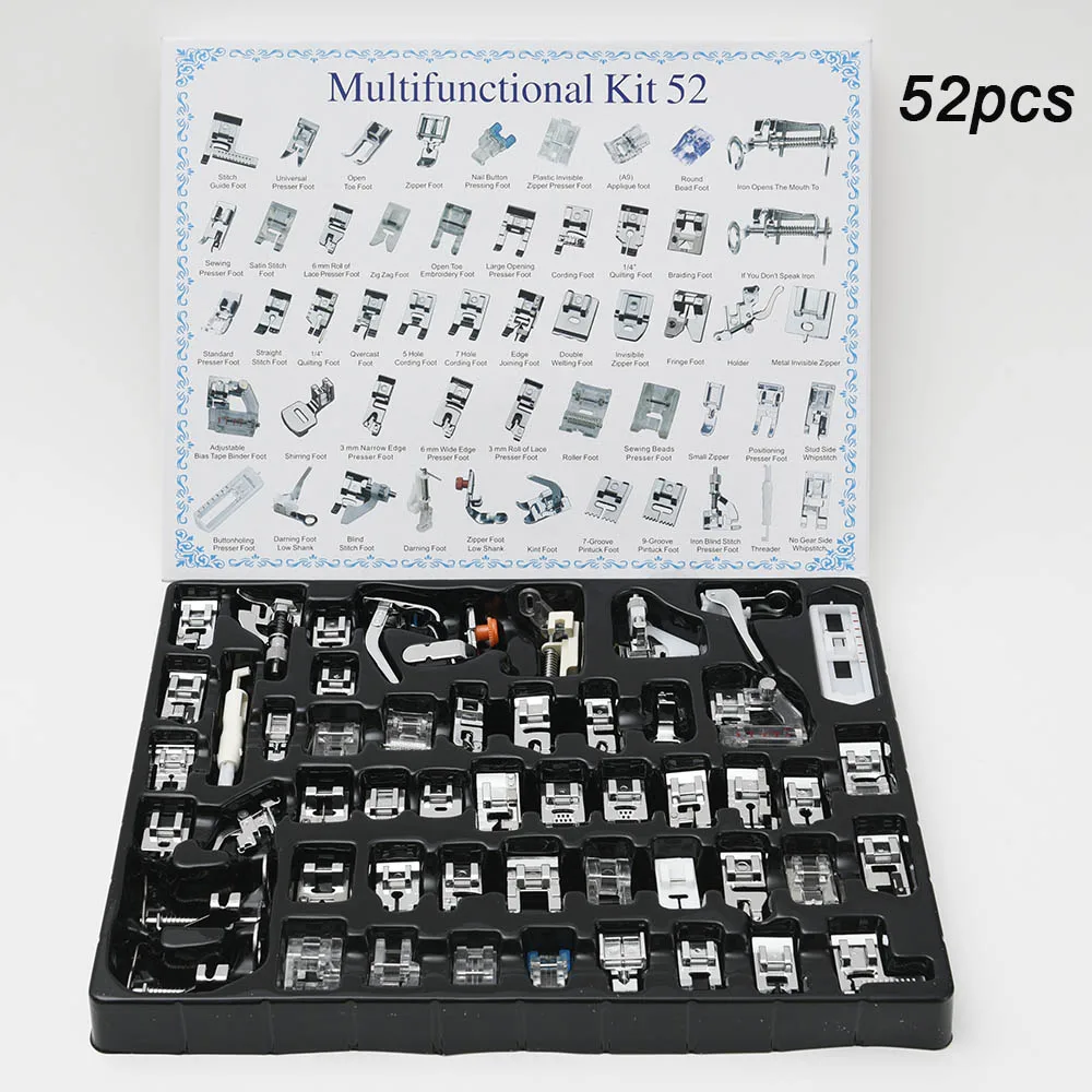 Press Foot 52pcs Швейная машина для ног Costura пресс er Feet Maquina De Coser Janome Швейные Calcador Singer Brother 11/32/35/42/45/48/52/62 шт - Цвет: Press Foot 52pcs