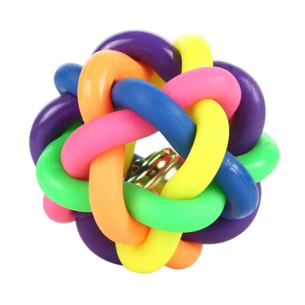 

Резиновый плетеный мяч для собак, жевательная игрушка для домашних животных со звуком, красочная Интерактивная фотография с маленьким коло...