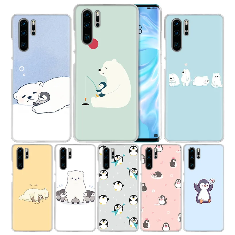 Жесткий чехол для huawei P30 P20 P10 mate 30 20 10 Nova 5 5i Pro Lite P Smart Z Plus Прекрасный Пингвин полярный медведь