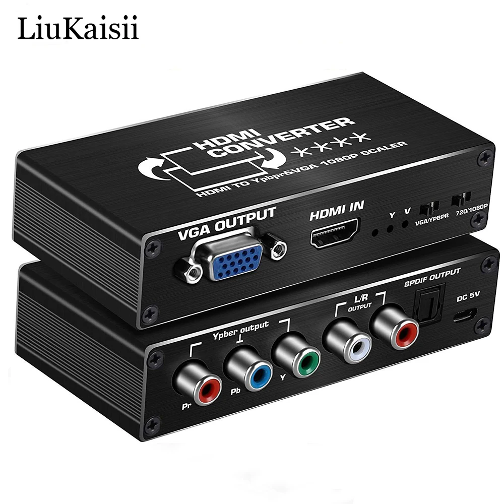 

1080P HDMI to Ypbpr+R/L Converter HDMI to VGA/RGB (5RCA) Adapter