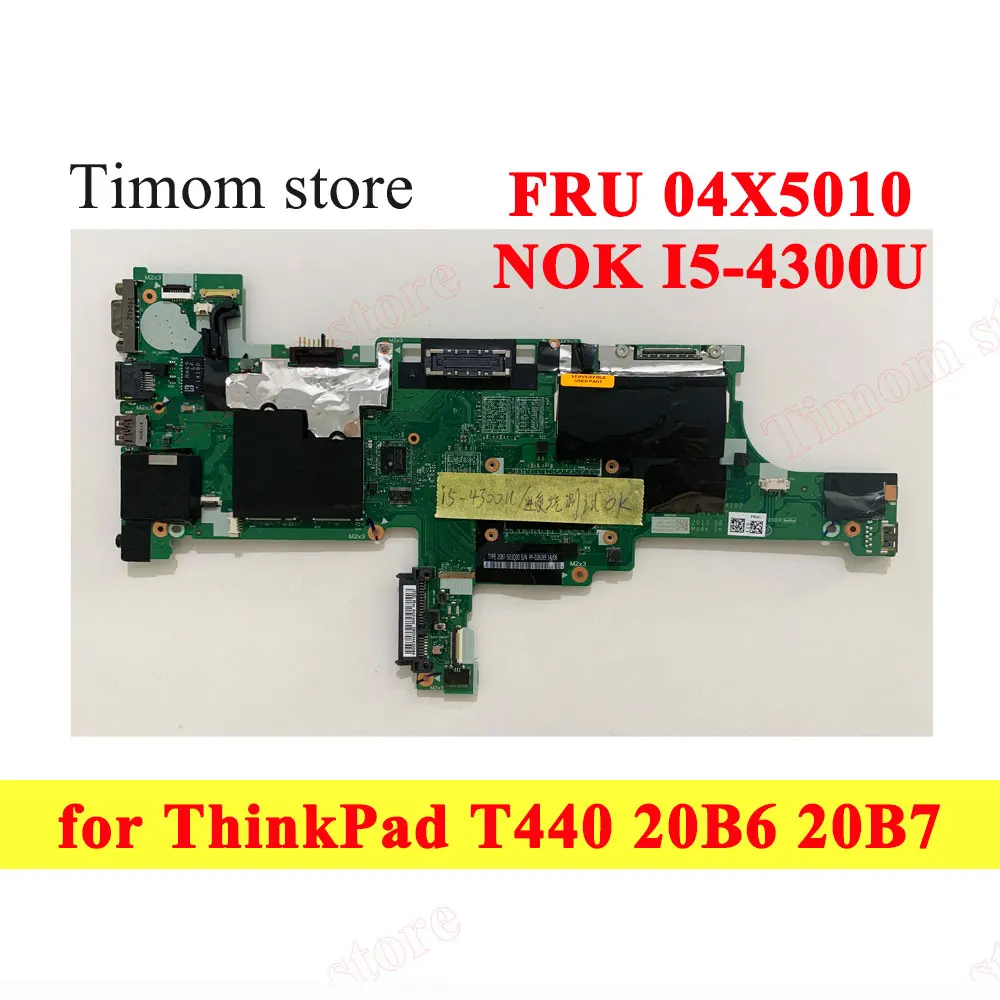Fru-laptop 04×5010 para Thinkpad T440 20b6 20b7 100% Teste Original Placas Mãe Integradas Vivl0 segundo com Cpu Nm-a102 Placa-mãe para notebook