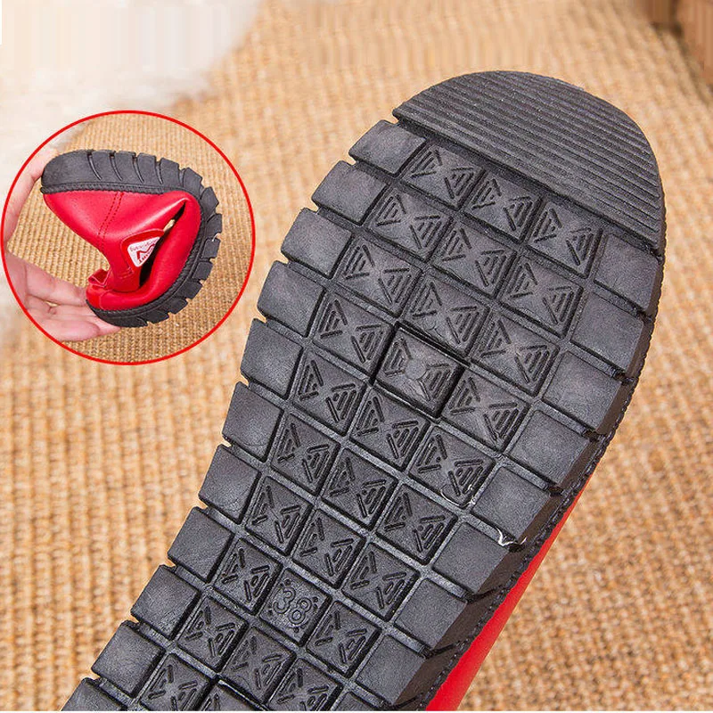 Красные ботильоны Женская зимняя кожаная обувь Мягкие Водонепроницаемые