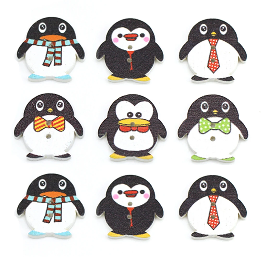50 шт. пуговицы в форме пингвина окрашенные деревянные кнопки для одежды