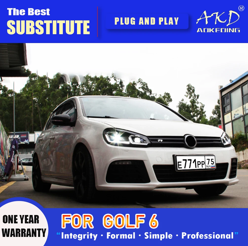 Головная лампа AKD для VW Golf 6 светодиодный ные фары 2009-2012 DRL сигнал поворота дальний