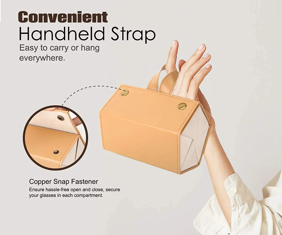 5 Multi-slot Portable Glasses Organizer Eyeglasses Storage Display Travel Folding Sunglasses PU Leather Case Dropshipping