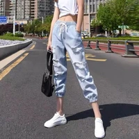 mother jeans ripped jeans women straight loose loose new spring and summer high waist slim beggar woman in cropped jeans