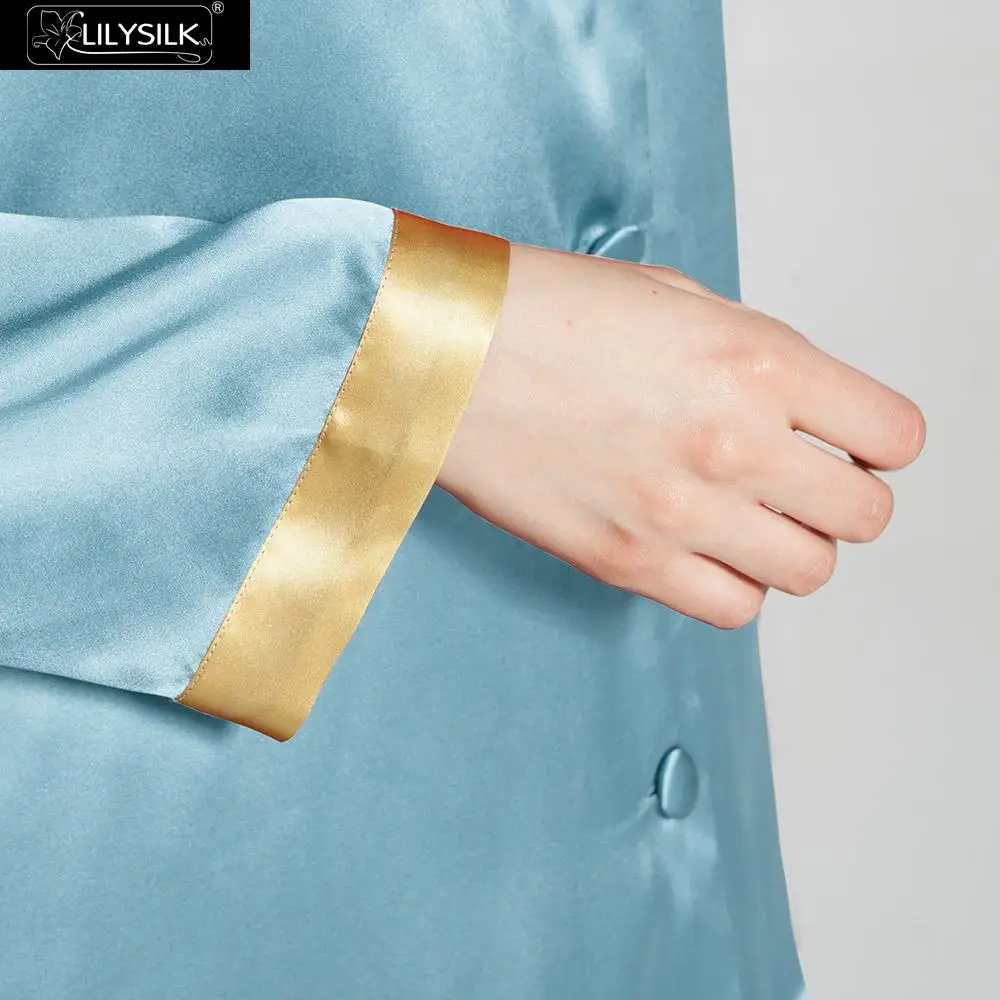 LilySilk пижамы шелковая женская костюм комплект белье ночное шорты 22 Momme с длинным