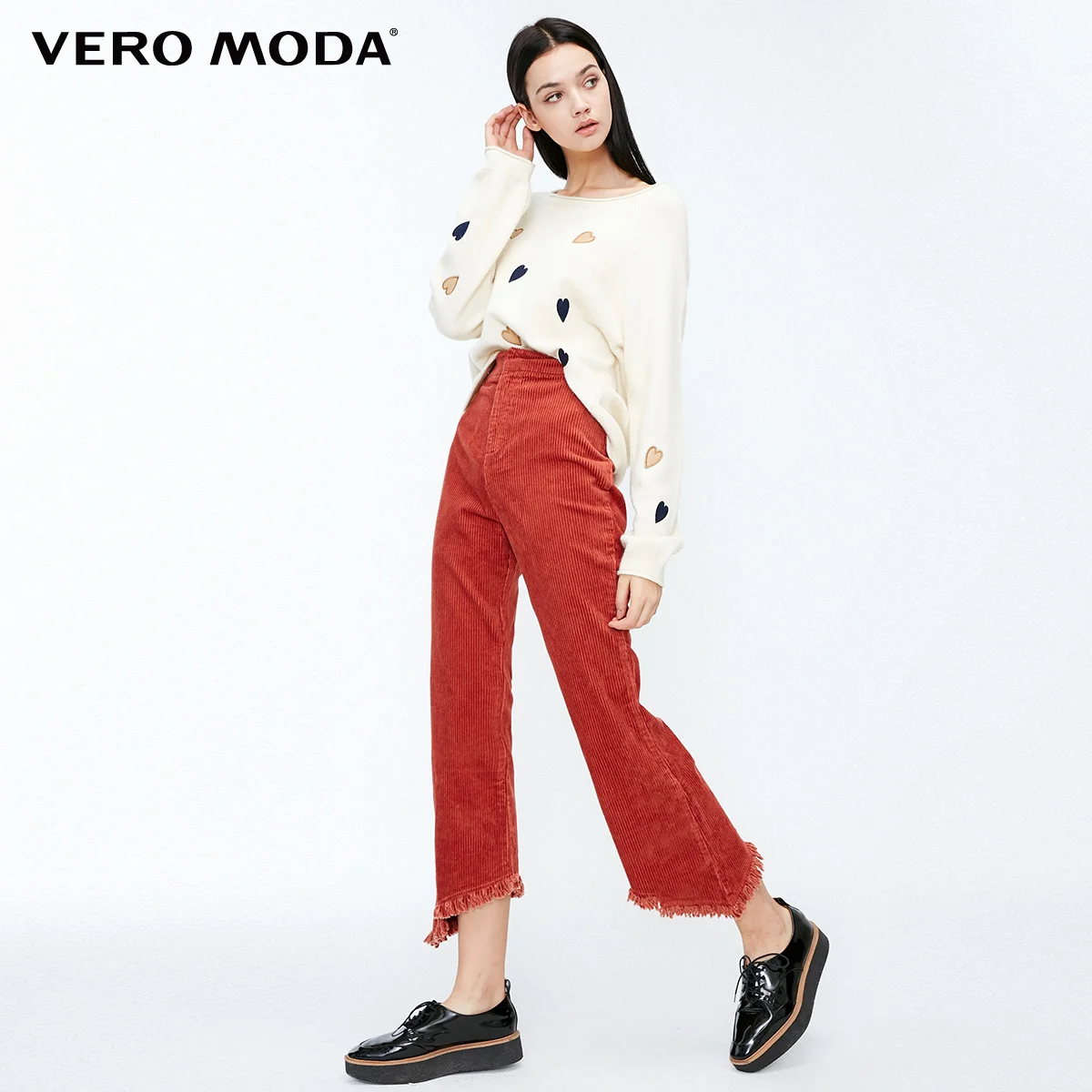 Vero Moda Новые поступления Национальный стиль необработанные манжеты Высокая талия повседневные укороченные брюки | 318450507