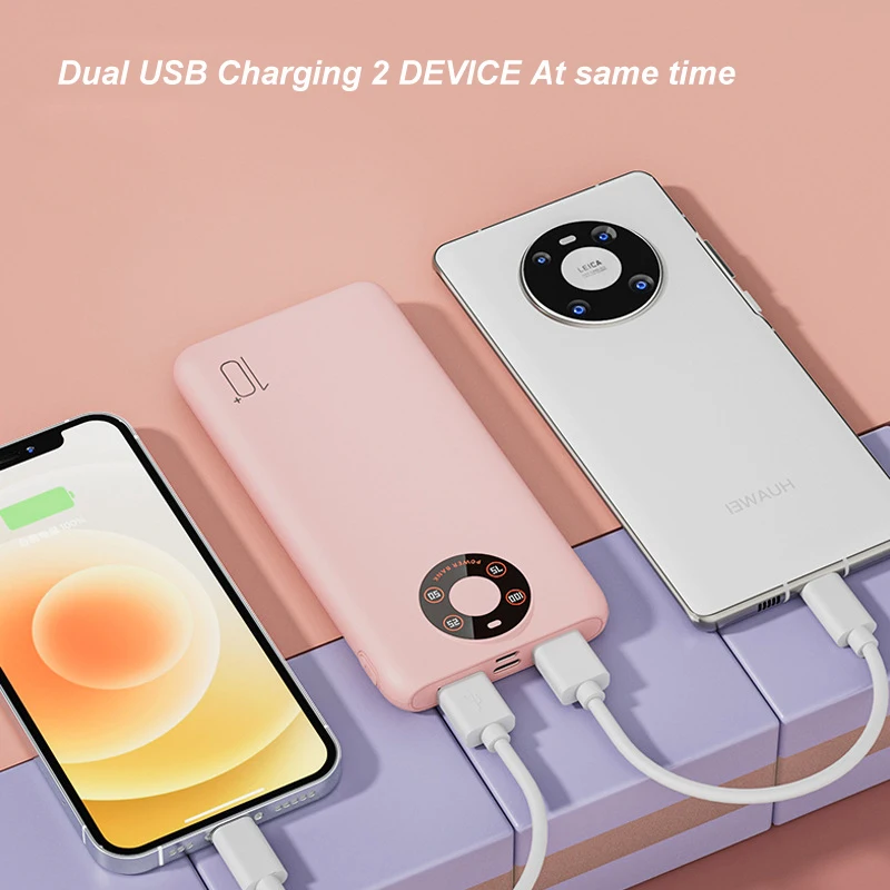 10000 мАч Мини портативное зарядное устройство с двойным USB выходом Внешняя батарея