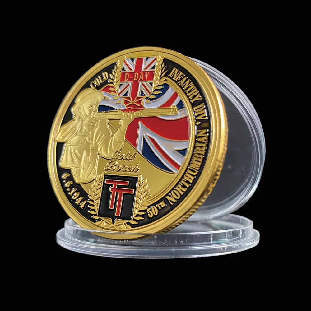 1944 6 D день Золотая монета пехотное подразделение Нормандия посадка для сбора