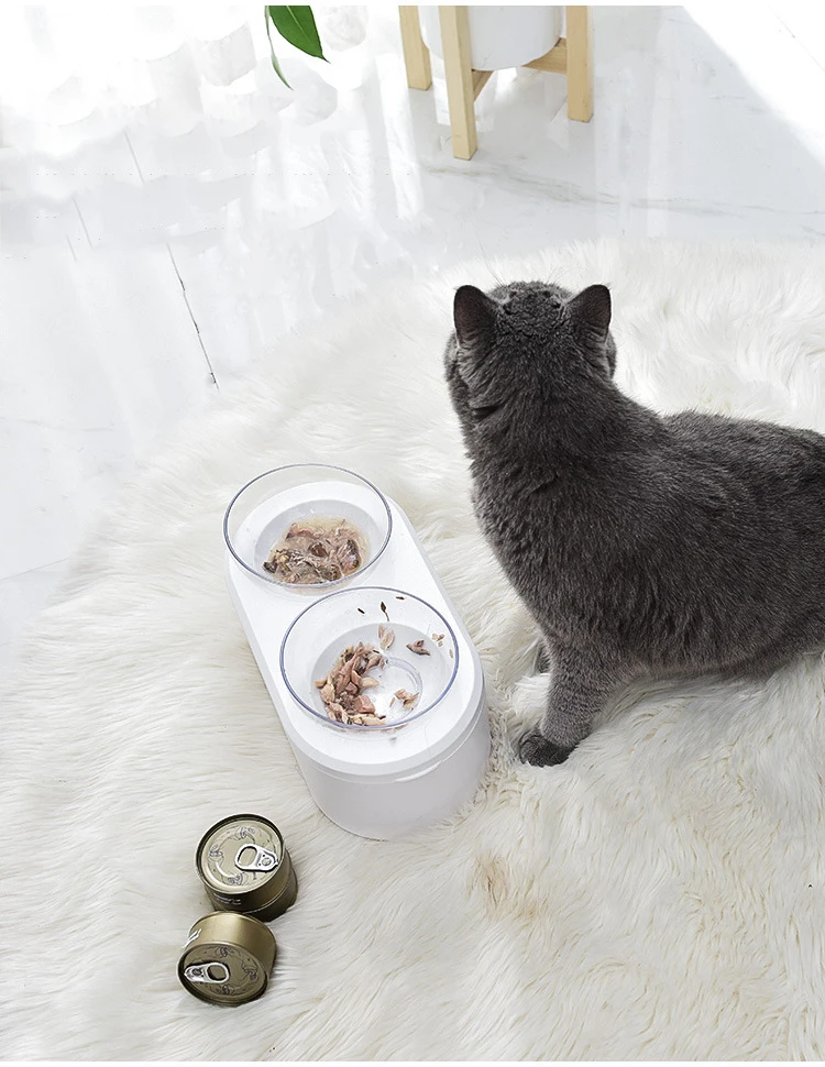 Наклонные двойные миски для кошек и еды, миски для воды для кошек, кормушки для собак, принадлежности для домашних животных с функцией хранения, защита шеи