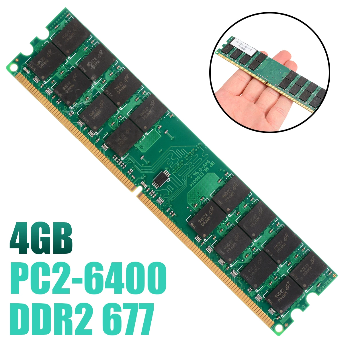 

PC Memory Module 240 Pins Computer Desktop Memory RAM DIMM DDR2 4GB Compatible to PC2 6400/5300/4200 800/667/533MHZ
