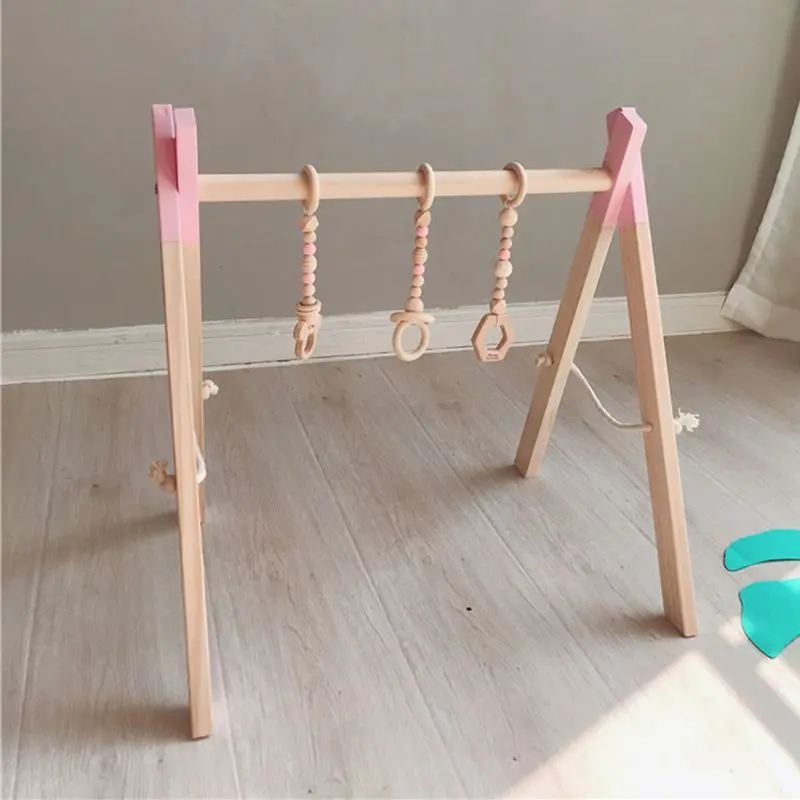Nordic Style Baby Gym Play Nursery Sensory Ring-pull Toy Wooden Frame Infant Room Decorations Toddler Clothes Rack Gift | Игрушки и