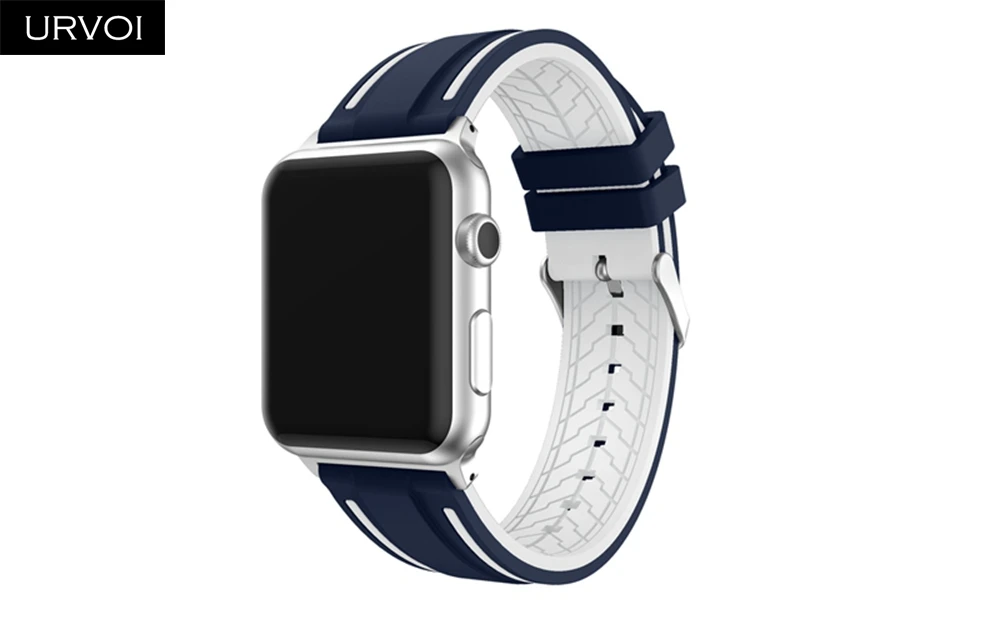 Ремешок URVOI для apple watch 7 6 SE 5 4 3 спортивный мягкий силиконовый сменный Браслет iWatch +