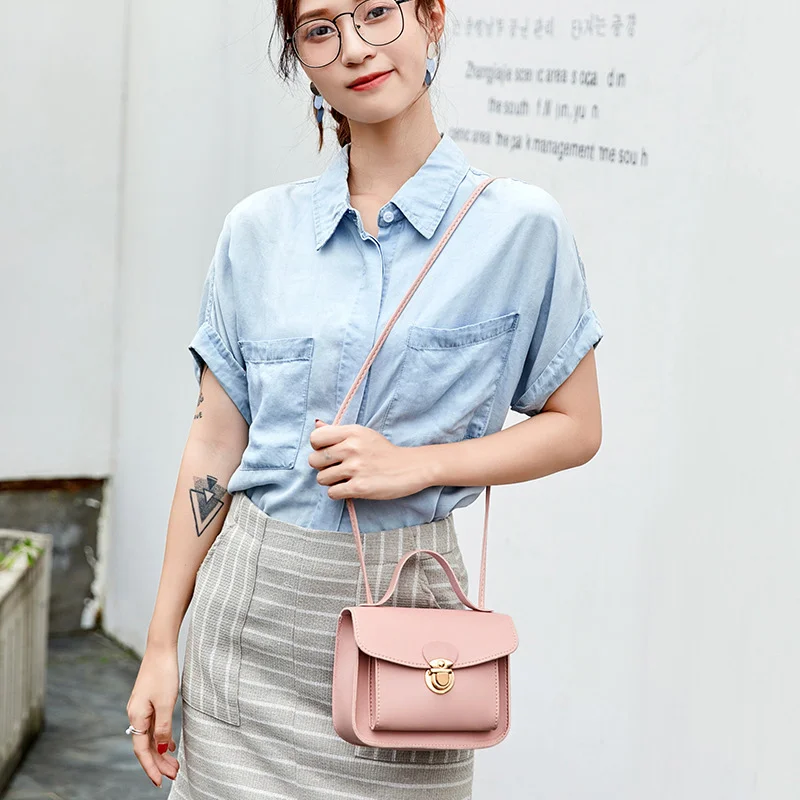 Модная простая женская сумка через плечо качественная искусственная мини на с