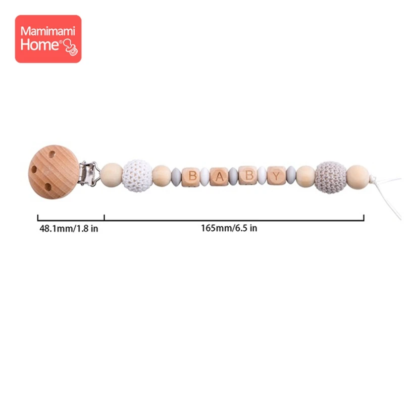 Gray Pacifier Chain Детский деревянный Прорезыватель крючком игрушки животных деревянные пустые грызуны олень погремушка пустышка зажим подвеска силиконовые бусины детские товары - Цвет: Gray Pacifier Chain