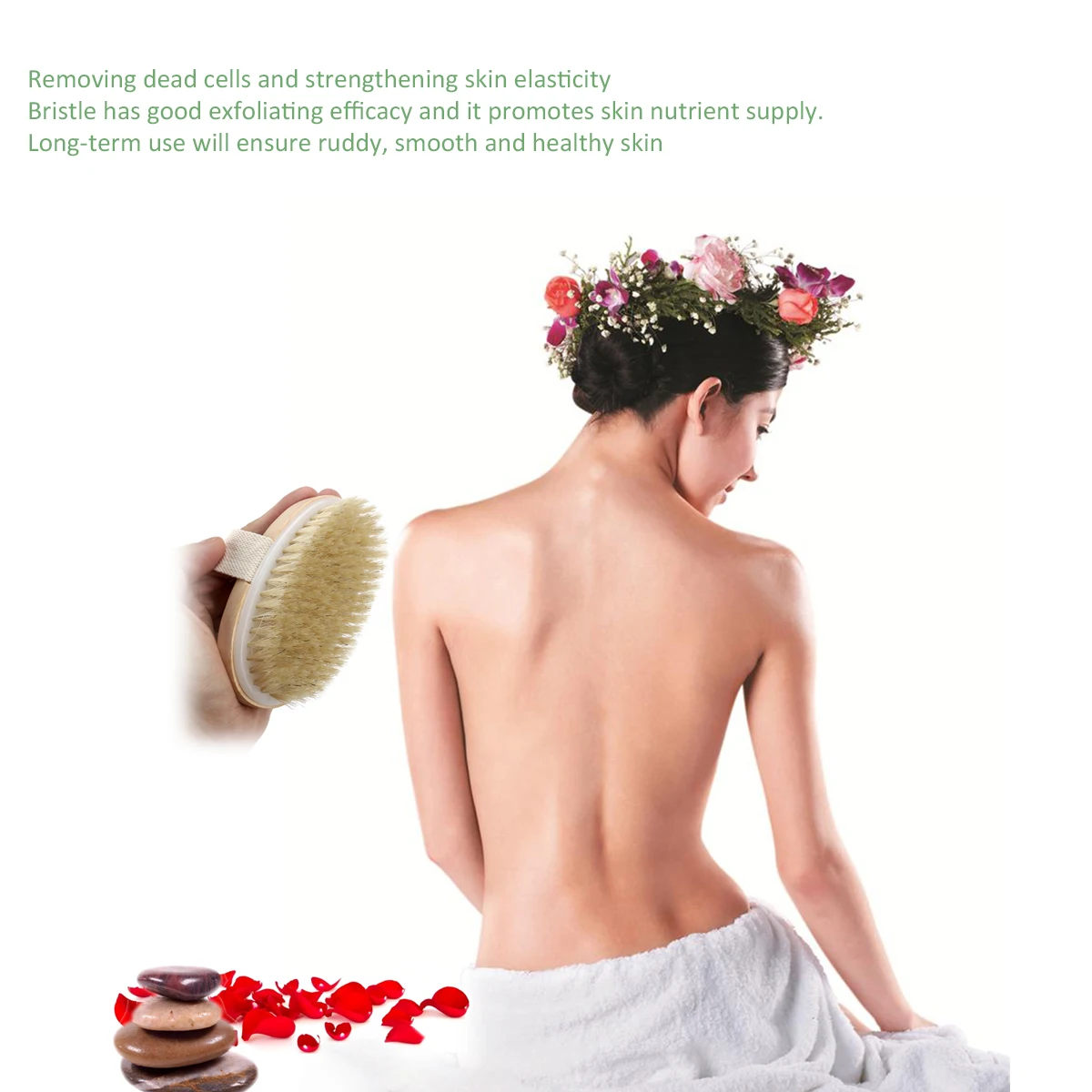 

Hot Dry Skin Body Brush Soft Natural Bristle Shower Brushes Wooden Bath Shower Bristle Brush SPA Body Brushes Without Handle