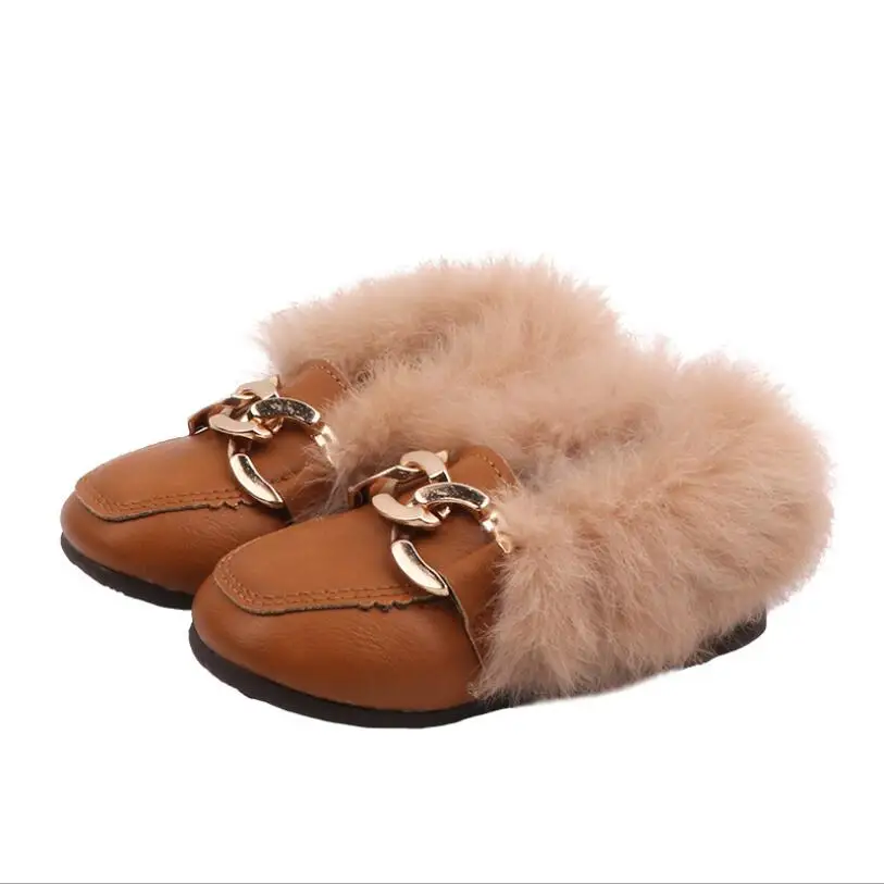 Детская обувь зимняя теплая модная для мальчиков и девочек меховая на плоской