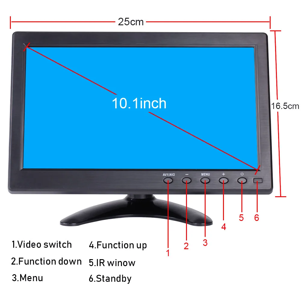 10.1 inch HD Car monitor Computer Reverse Image Flip 2 Channel Input Security Monitor With BNC/AVI/VGA/HDMI 12-24V | Автомобили и