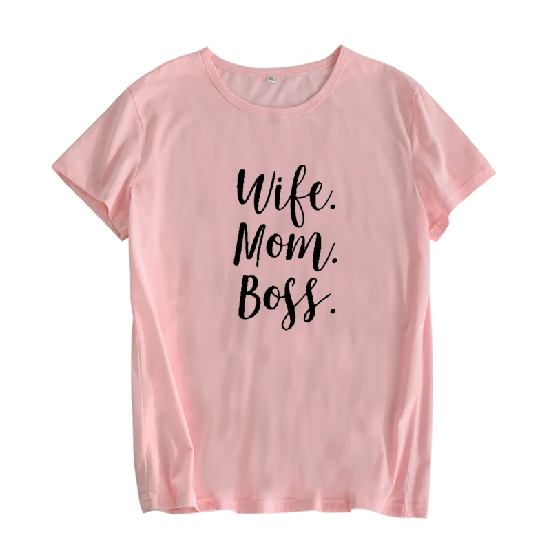 Женская футболка с надписью MOM BOSS черно белая для вечеринки 2019|Футболки| |