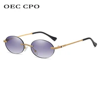 oec cpo new women rimless sunglasses brand designer fashion oval sun glasses female shades alloy eyeglass lady driver goggles