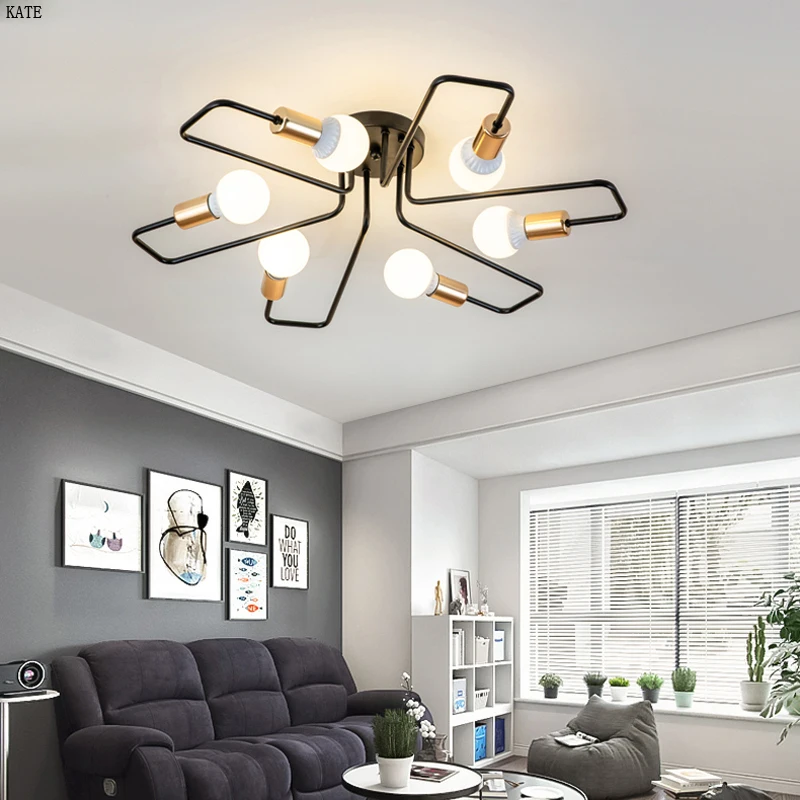 

Multiple Rod Wrought Iron Ceiling Lights Nordic Vintage Industrial Loft Ceiling Lamps for Home Lighting Ceiling light Fixture