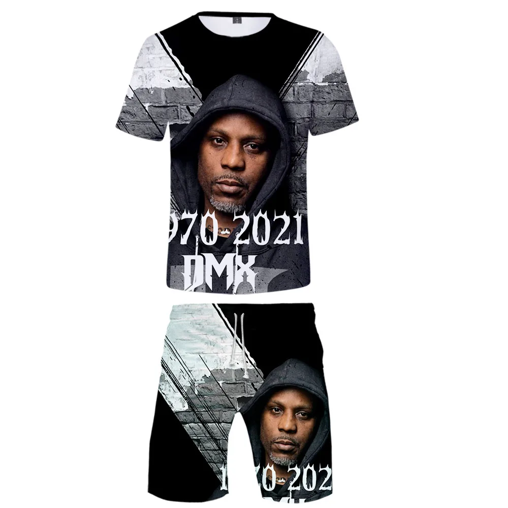 

Dark Man X Two Piece Mens Set 3D Digital Printing Summer Dmx T-Shirt Comfy Outfit Beah Shorts Thin Breathable Material