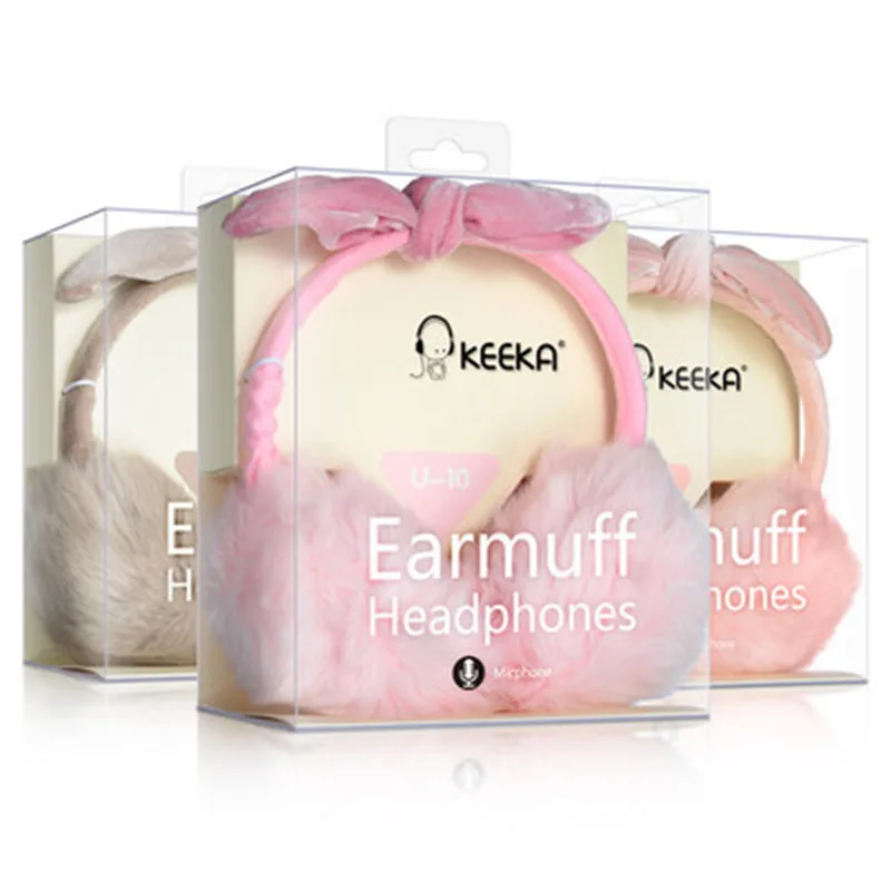

Cute Music Headset Winter Warm Earmuffs Wired Plush Earphone Soft Warmer For Women Kids Girls Headphones