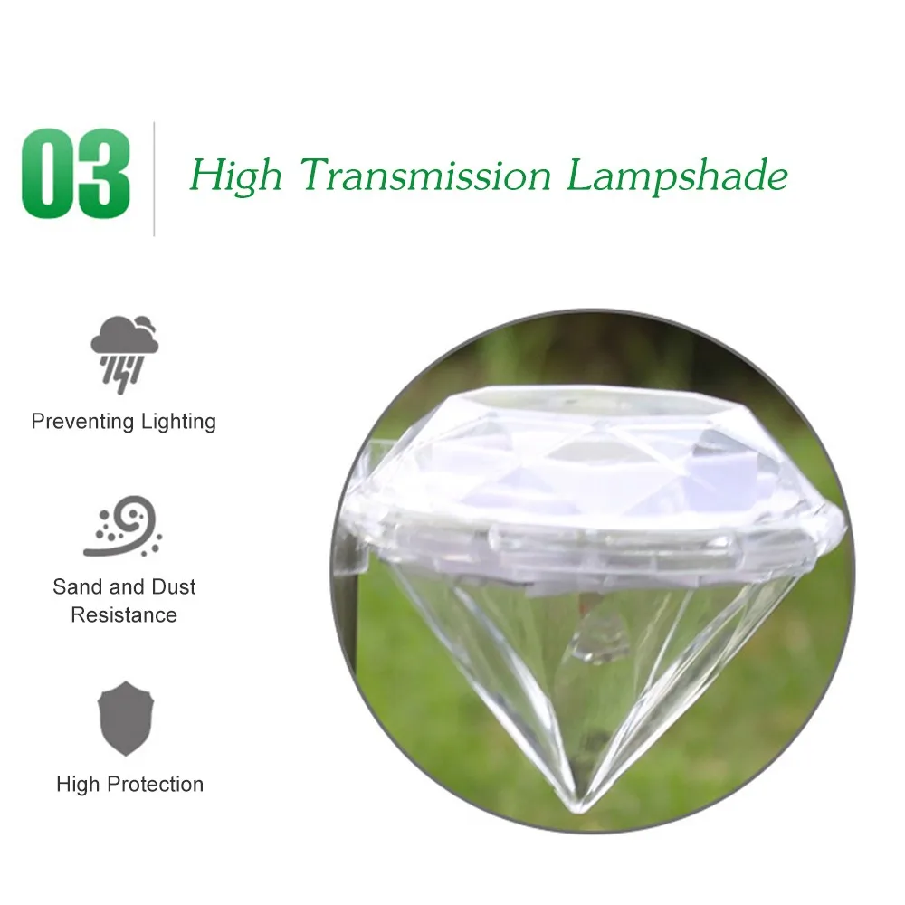 

4PCS Solar Power Diamond Lights Outdoor Path LED Night Lamp