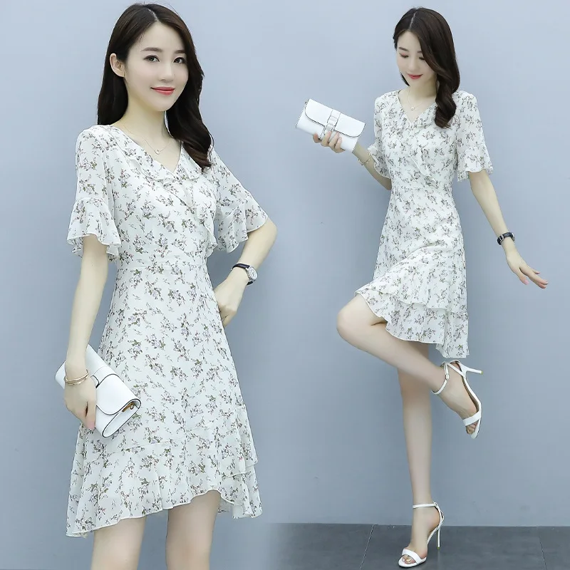 

2021 summer floral dress small summer dress new women's dress with thin and fresh Chiffon Skirt