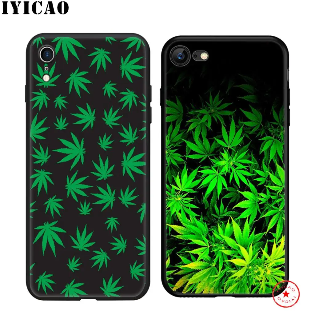IYICAO мягкий черный силиконовый чехол с листьями травы для iPhone 11 Pro Xr Xs Max X или 10 8 7 6 6S
