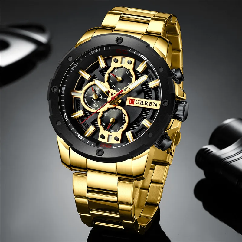 Часы наручные CURREN Мужские спортивные водонепроницаемые брендовые Роскошные