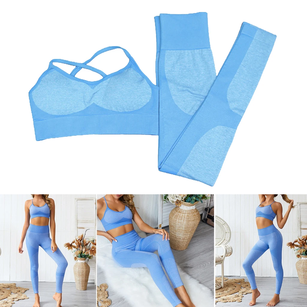 

Workout Outfit for Women Fitness Yoga Fitness Pants Padded Sports Bra Crop Top
