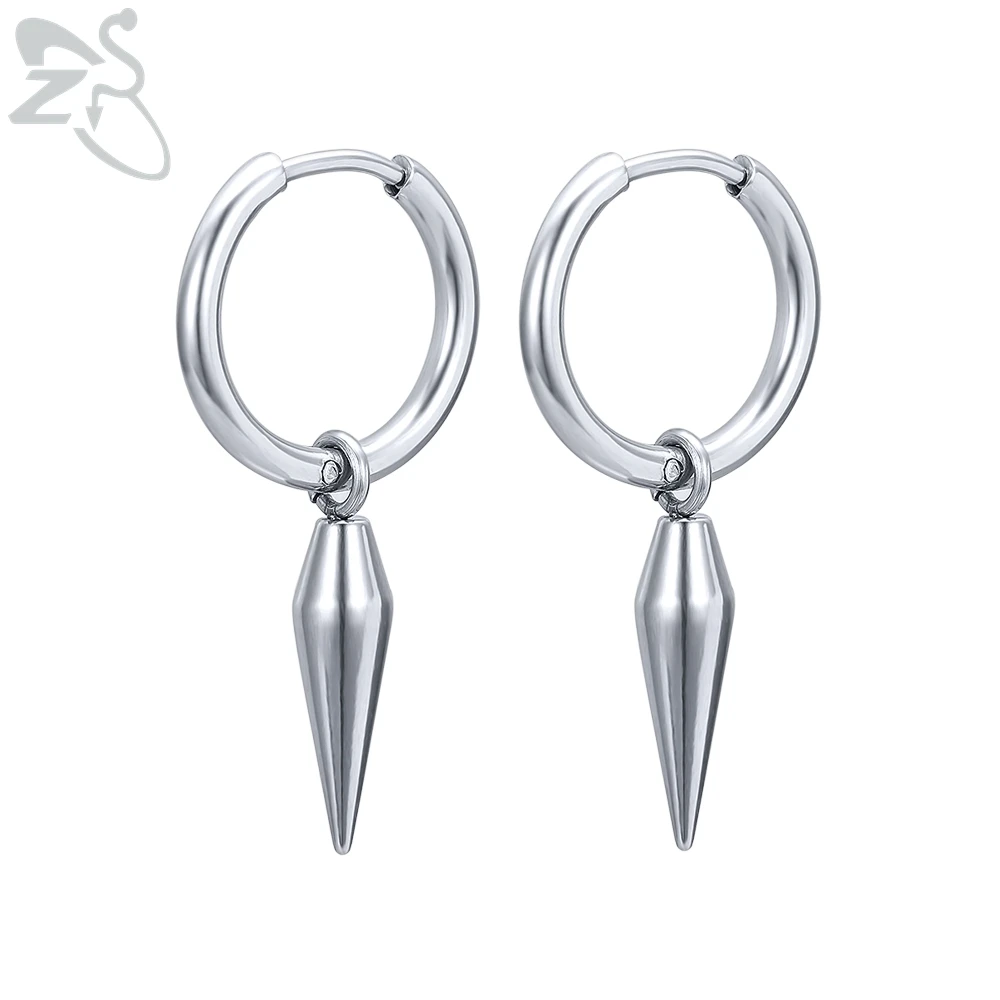 2PS ZS мужские панк-рок-ролл GD конусные серьги-кольца 316L из нержавеющей стали Kpop круглые серьги для мальчиков в стиле хип-хоп пирсинг для уха ювелирные изделия - Окраска металла: 2PS