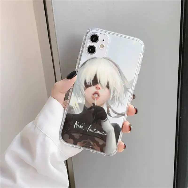 

Anime Nier Automata 2b Phone Case Transparent for iPhone 11 12 mini pro XS MAX 8 7 6 6S Plus X 5S SE 2020 XR