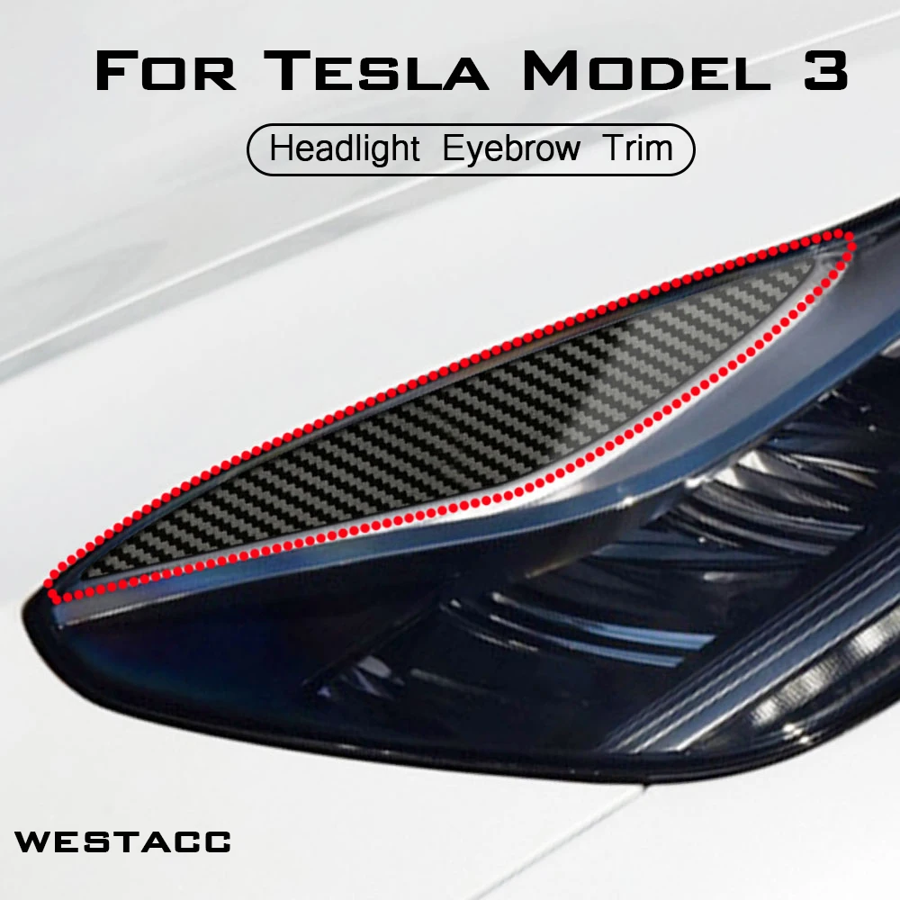 

2 шт., декоративные наклейки на передние фары Tesla Model 3 2016 - 2021