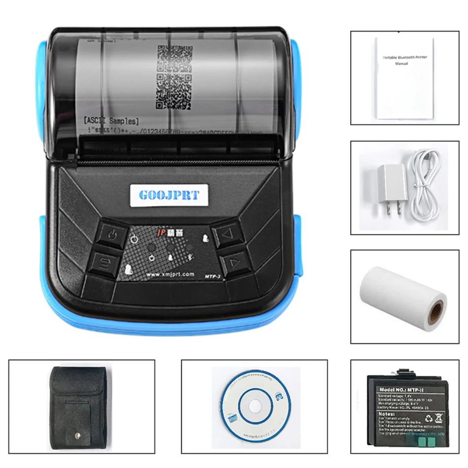 Мини bluetooth термопринтер MTP-3 80 мм портативный беспроводной для чеков подходит Android