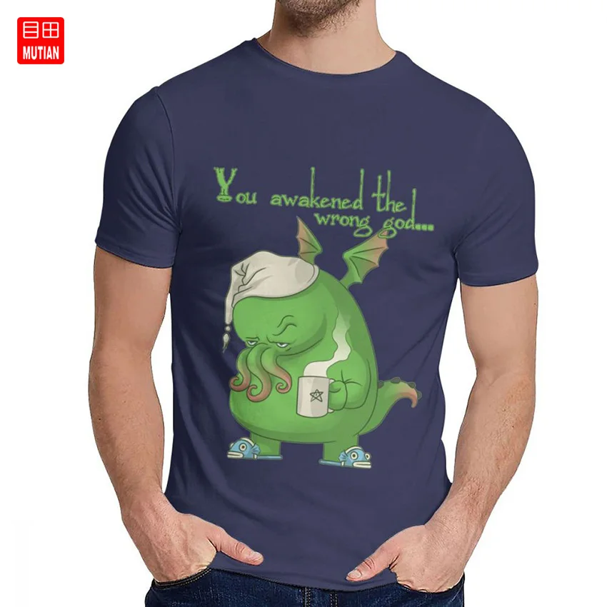 Мужская хипстерская футболка CTHULHU проснутая из 100% чистого хлопка с коротким