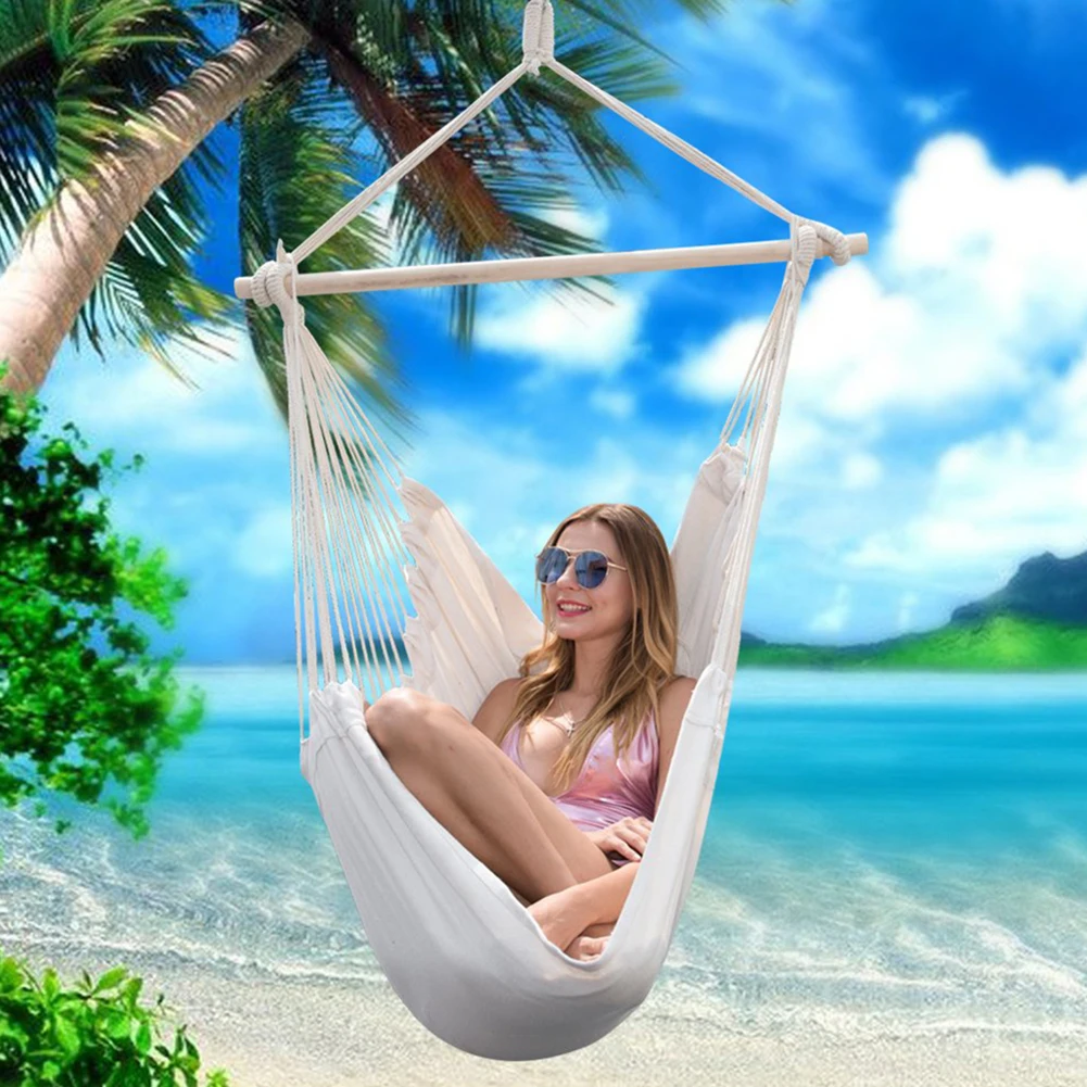 

Canvas Hammock Chair Swing Indoor Garden Sports Home Travel Leisure Hiking Camping Stripe Portable Hammock Hanging Bed