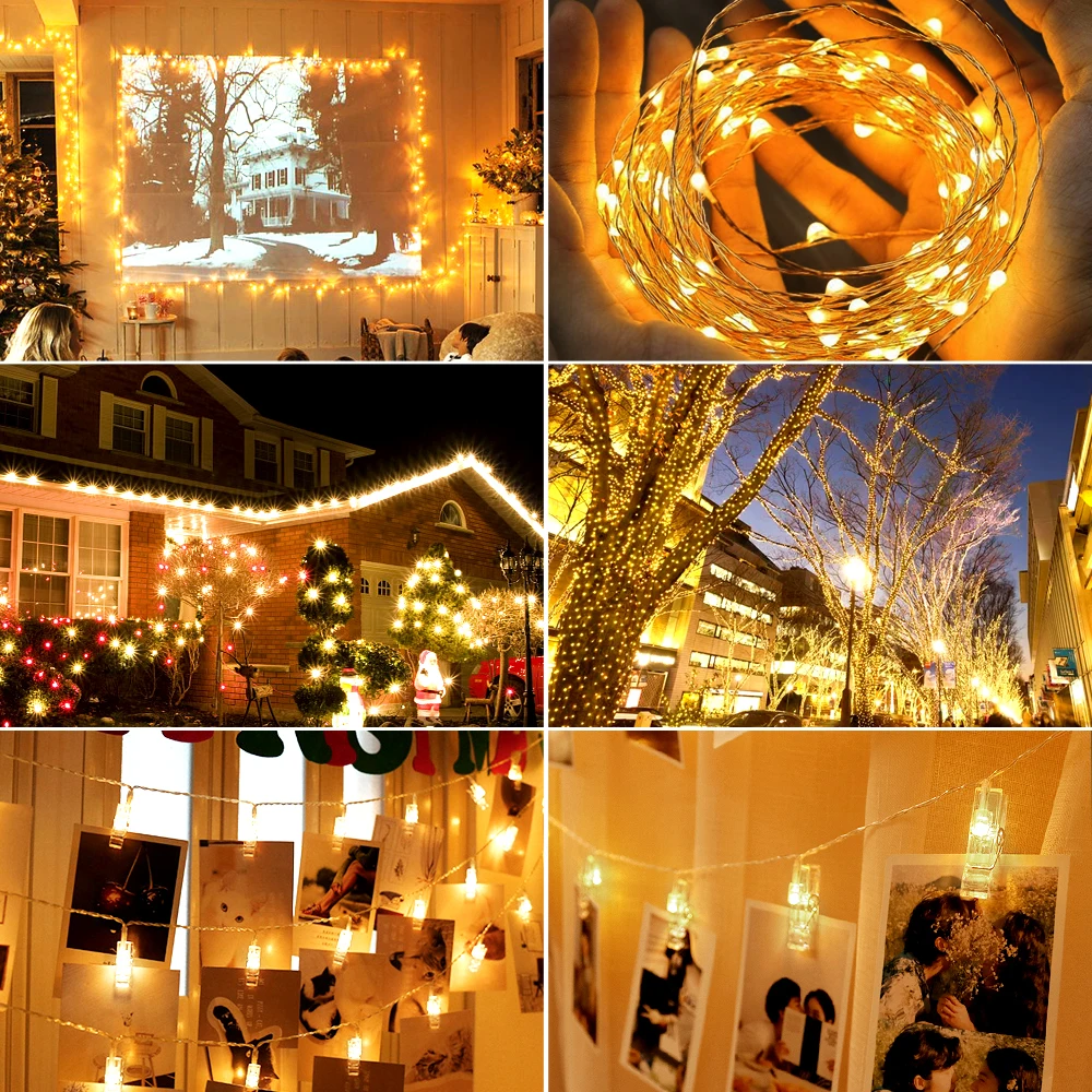 Медный провод подсветка для шкафов 2 м 5 10 светодиодный гирлянды Рождественский