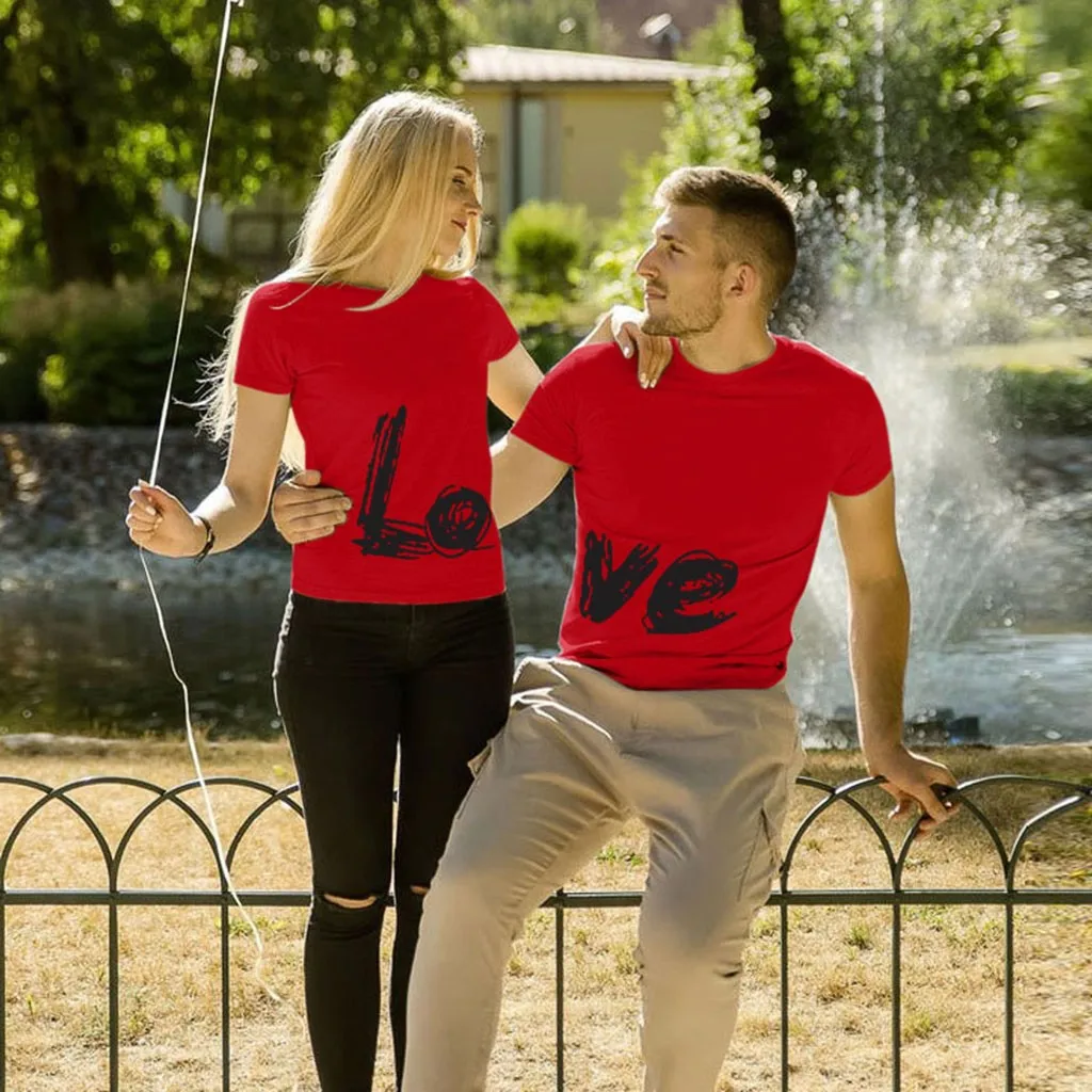 2020 подарок на день Святого Валентина милая парная футболка летние женские