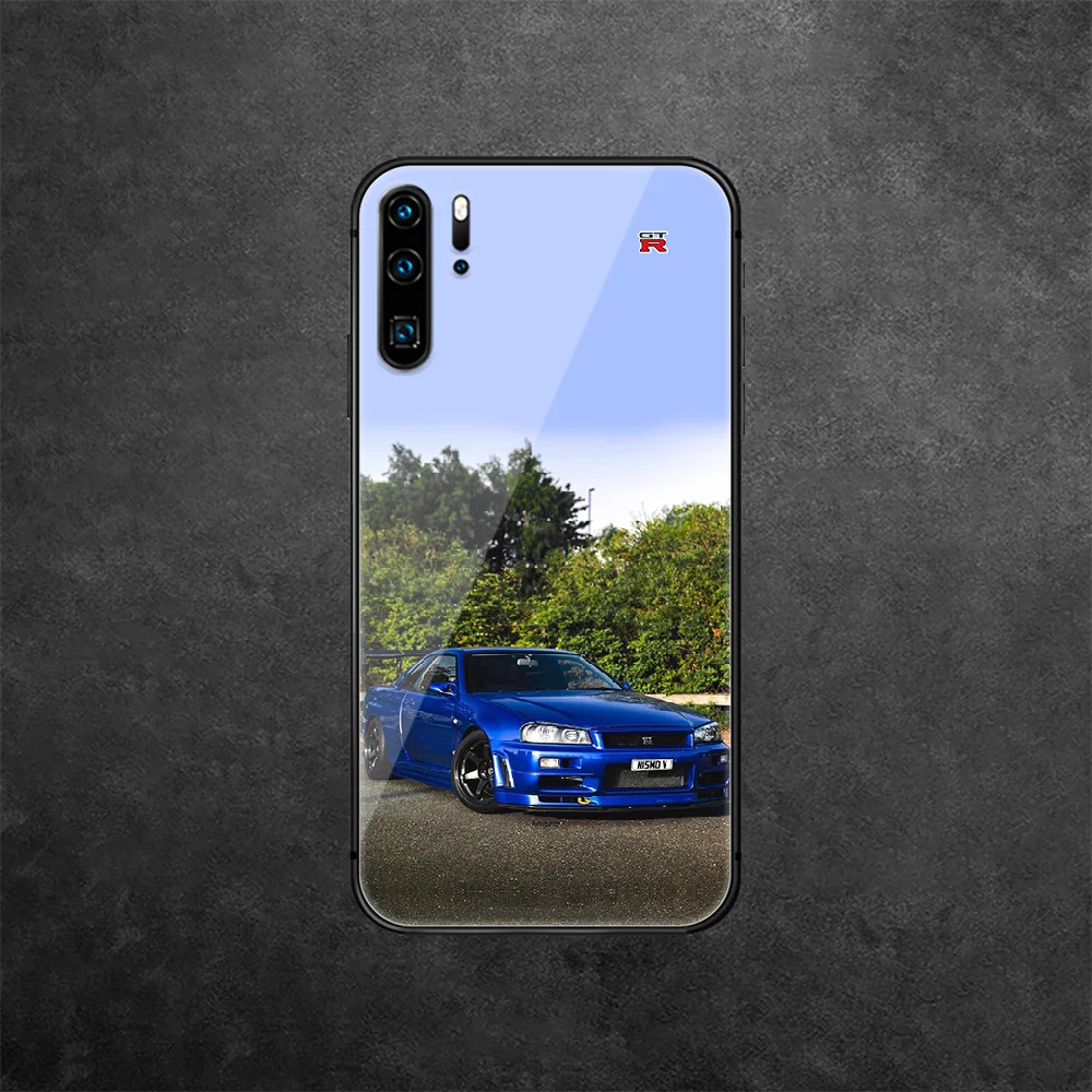 

Sports Car Skyline Gtr Nissan Tempered Glass Phone Case Cover For Huawei Honor Mate P 7 8 9 10 20 30 40 A X Pro Lite Smart 2019