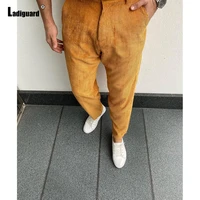 ladiguard plus size mens corduroy pants mens casual drawstring loose trouser male streetwear 2022 spring new fashion sweatpants