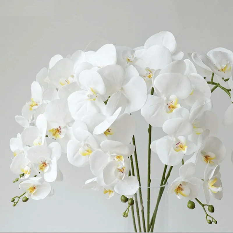 

95cm Flores Artificiales Real Touch Latex Butterfly Orchid Home Decor Wedding Decoration Christmas Mariage PU Artificial Bouquet